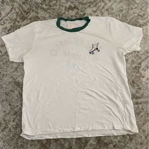 Ban.do white tshirt with green trim